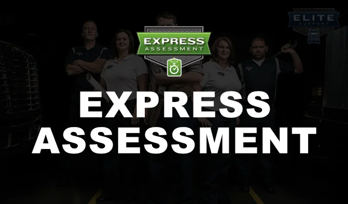 Dark background with the text 'Express Assessment' and the Express Assessment logo, symbolizing the quick and efficient service diagnostics provided by the Elite Support Network