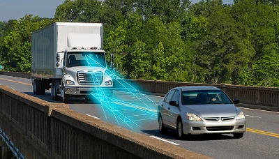 Freightliner M2 112 showcasing advanced safety technology on the highway