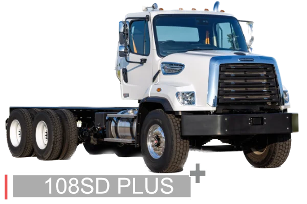 A transparent image of the Freightliner 108SD plus cab and chassis.