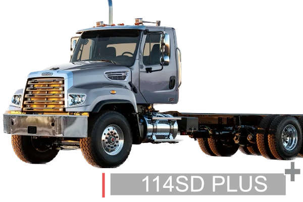 A transparent image of the Freightliner 114SD plus cab and chassis.