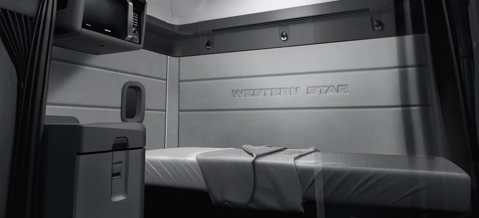 Quarry Grey Western Star X Series Sleeper Cabin Interior with Branded Wall Padding