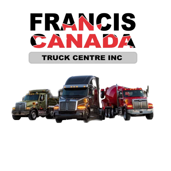 A transparent image of the Francis Canada Truck centre logo with the x series lineup of trucks below it.